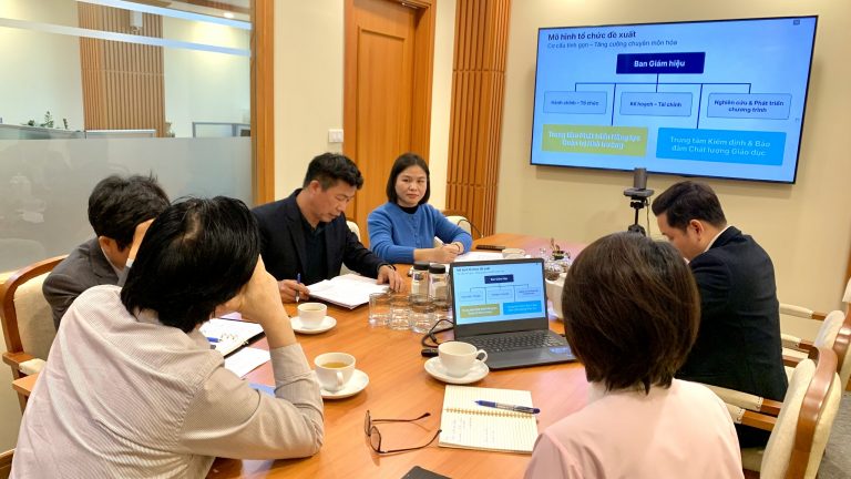 VECI làm việc với Trường Bồi dưỡng Cán bộ Giáo dục Hà Nội về phương án sắp xếp, kiện toàn tổ chức